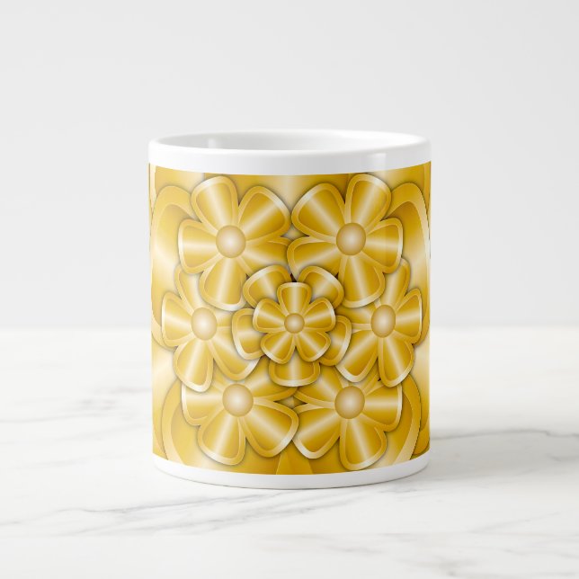 Chrome Flowers - Guld Giant Coffee Mugg Jumbo Mugg (Framsidan)