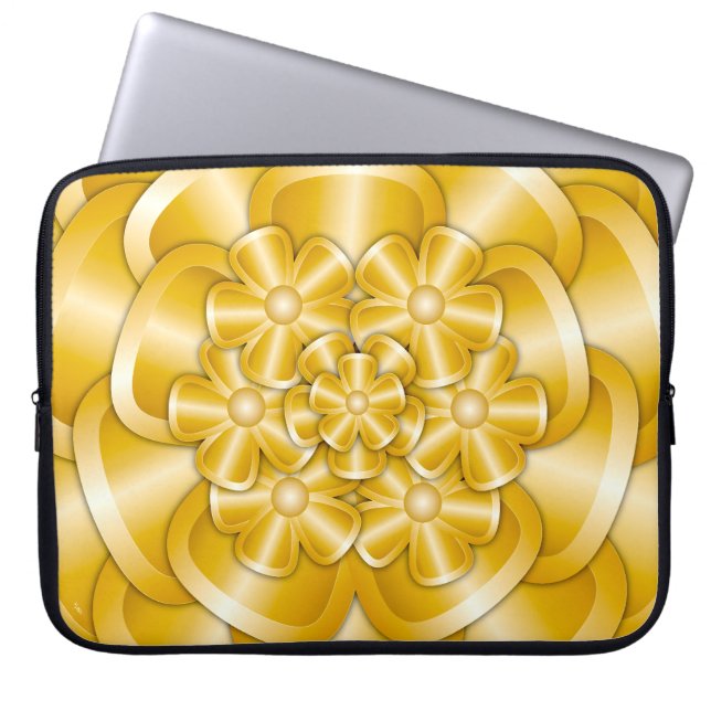 Chrome Flowers - Guld Laptop sleeve (Framsidan)
