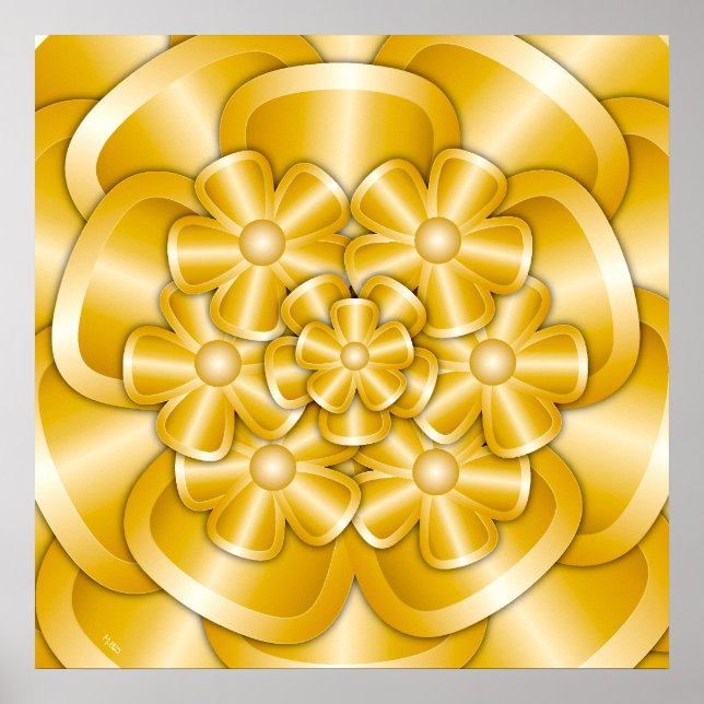 Chrome Flowers - Guld Poster (Framsidan)