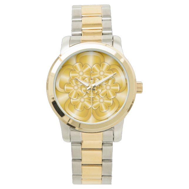 Chrome Flowers - Guld Watch Armbandsur (Framsida)