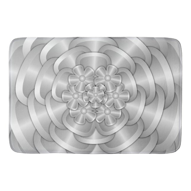 Chrome Flowers - Silver Bath Mat Badrumsmatta (Framsidan)