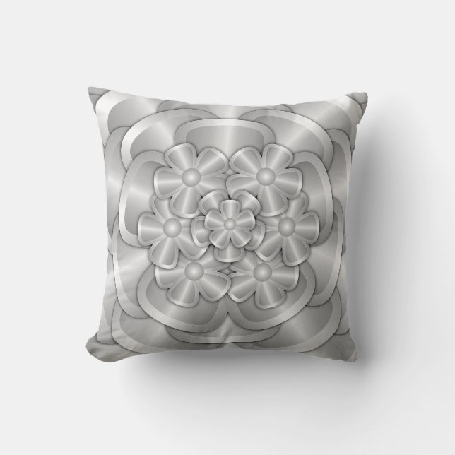 Chrome Flowers - Silver Dekorativ kudde (Framsida)