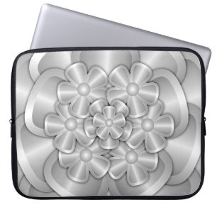 Chrome Flowers - Silver Laptop sleeve