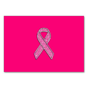 Chrome Glitter Stil Rosa Ribbon Awareness Bordsnummer