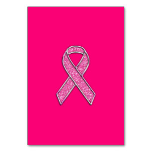 Chrome Glitter Stil Rosa Ribbon Awareness Bordsnummer