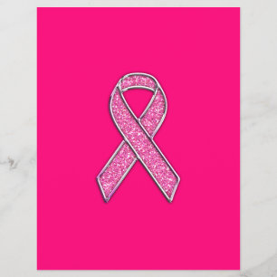 Chrome Glitter Stil Rosa Ribbon Awareness Reklamblad