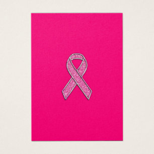 Chrome Glitter Stil Rosa Ribbon Awareness Visitkort