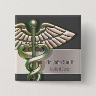 Chrome HoloGraph 3D Mediccal Caduceus Knapp