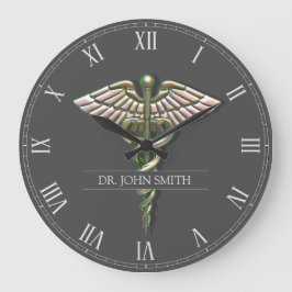 Chrome HoloGraph 3D Mediccal Caduceus Stor Klocka