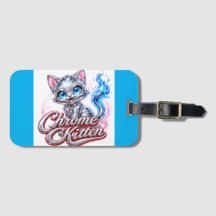 Chrome Kitten Bagageetikett för resor, camping, et
