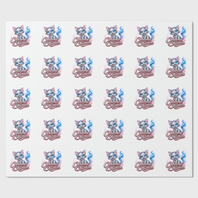 CHROME KITTEN Glansigt inslagspapper Presentpapper (Platt)