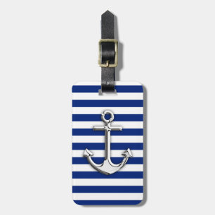 Chrome like Anchor Design på Navy Rand Bagagebricka