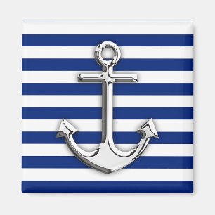 Chrome like Anchor Design på Navy Rand Magnet