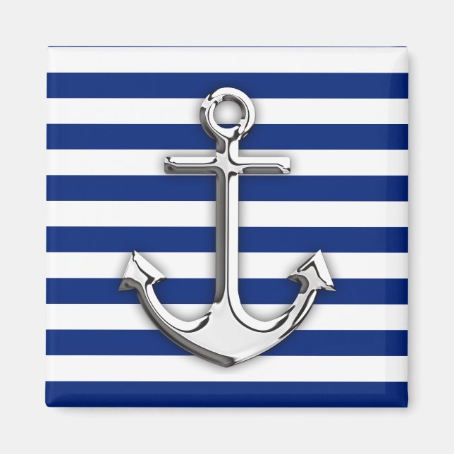 Chrome like Anchor Design på Navy Rand Magnet (Framsidan)