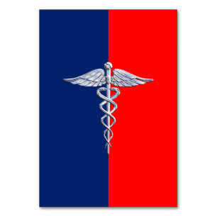 Chrome like Caduceus Medical Symbol League Bordsnummer