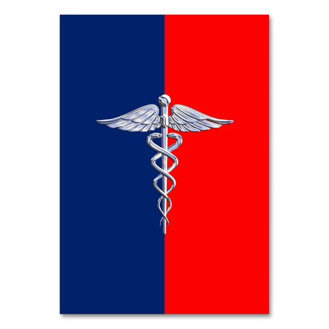 Chrome like Caduceus Medical Symbol League Bordsnummer (Framsidan)