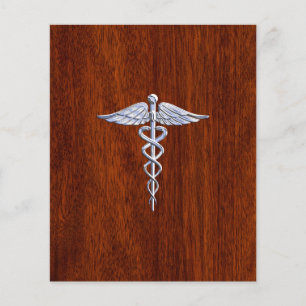 Chrome like Caduceus Medical Symbol Mahogany Stil Flygblad
