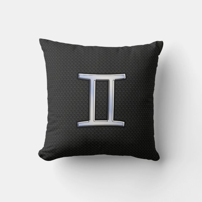 Chrome like Gemini Zodiac Symbol Kudde (Framsida)