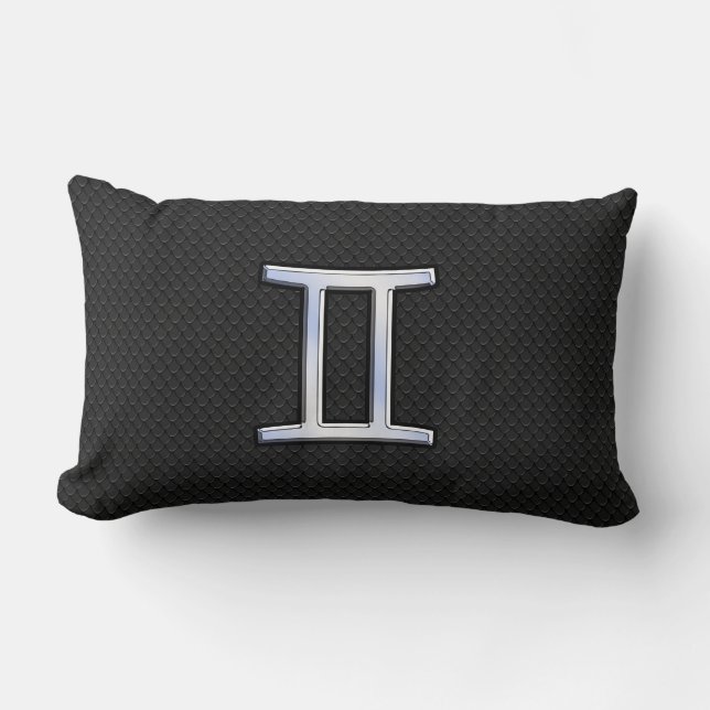 Chrome like Gemini Zodiac Symbol Lumbarkudde (Framsida)