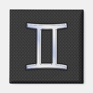 Chrome like Gemini Zodiac Symbol Magnet