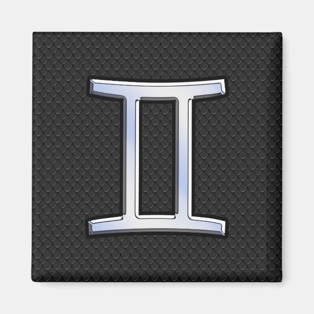 Chrome like Gemini Zodiac Symbol Magnet (Framsidan)