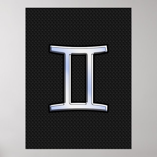 Chrome like Gemini Zodiac Symbol Poster (Framsidan)