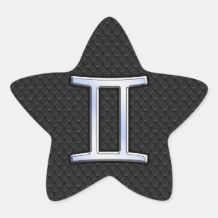 Chrome like Gemini Zodiac Symbol Stjärnformat Klistermärke