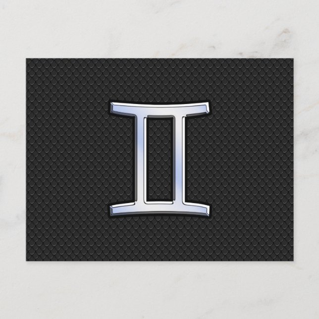 Chrome like Gemini Zodiac Symbol Vykort (Framsida)