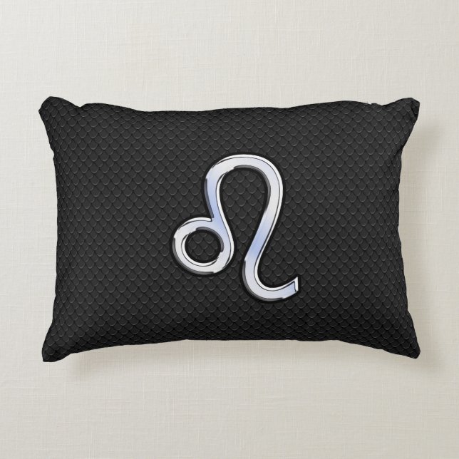 Chrome like Leo Sign on snake skin Prydnadskudde (Framsidan)