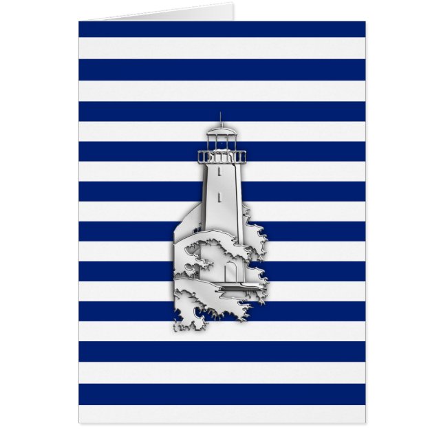 Chrome like Lighthouse på Nautical Rand Hälsningskort (Framsidan)