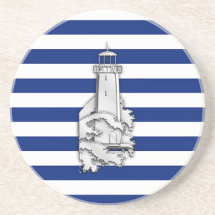 Chrome like Lighthouse på Nautical Rand Underlägg Sandsten