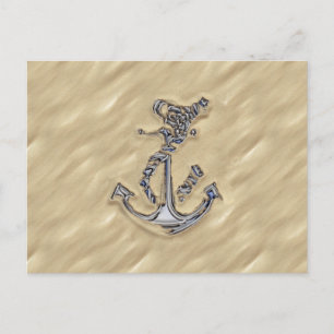 Chrome like Rope Anchor in Sand Vykort