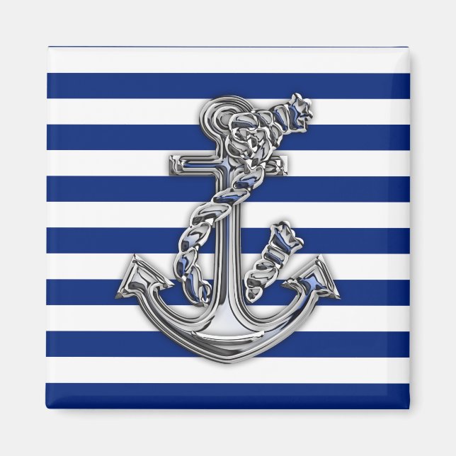 Chrome like Rope Anchor på Nautical Rand Magnet (Framsidan)