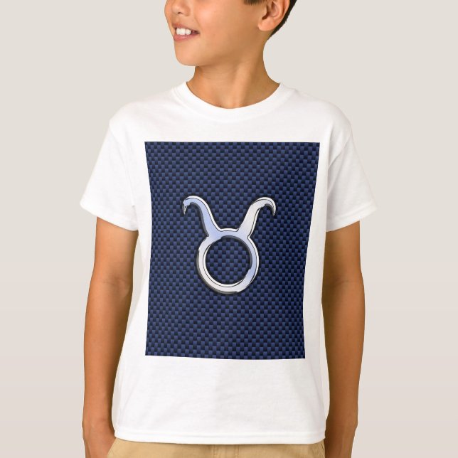 Chrome like Taurus Zodiac Sign Blue Carbon Print Tröja (Framsida)