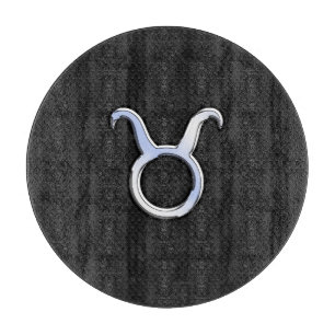 Chrome like Taurus Zodiac Sign on Black Snake Skin
