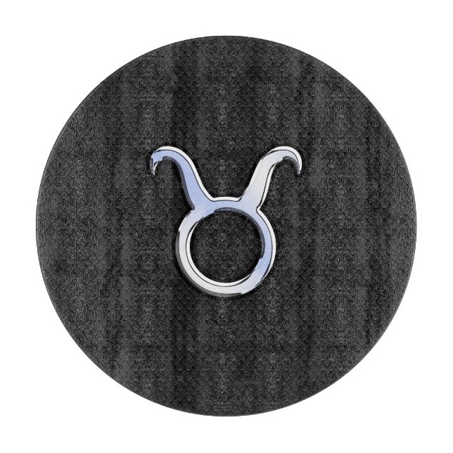 Chrome like Taurus Zodiac Sign on Black Snake Skin (Framsidan)