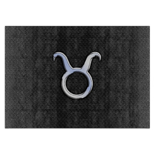 Chrome like Taurus Zodiac Sign on Black Snake Skin