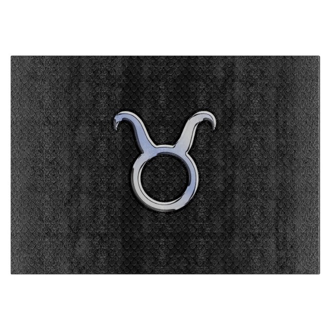 Chrome like Taurus Zodiac Sign on Black Snake Skin (Framsidan)