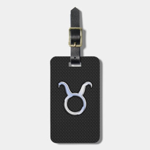 Chrome like Taurus Zodiac Sign on Black Snake Skin Bagagebricka