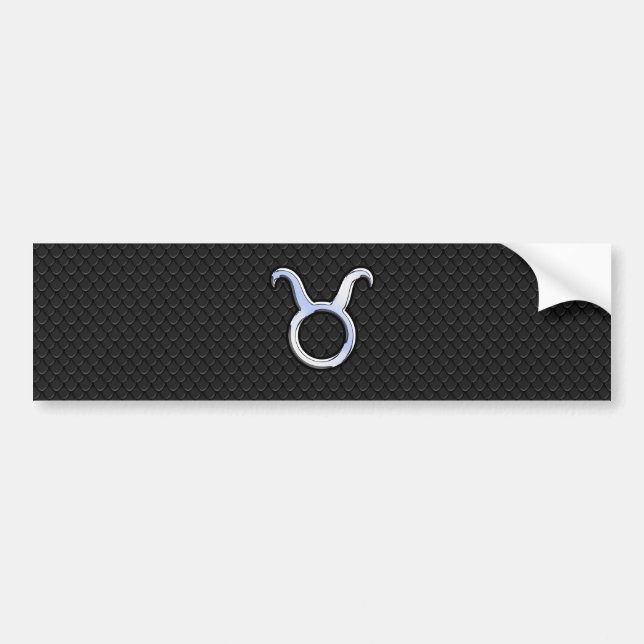 Chrome like Taurus Zodiac Sign on Black Snake Skin Bildekal (Framsidan)