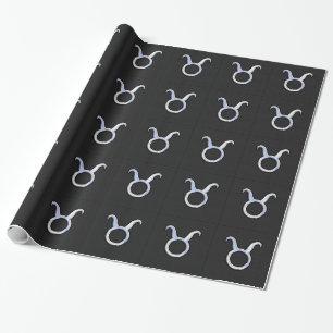 Chrome like Taurus Zodiac Sign on Black Snake Skin Presentpapper