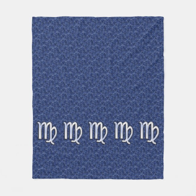 Chrome like Våg Zodiac Sign på Blue Digital Camo Fleecefilt (Framsidan)