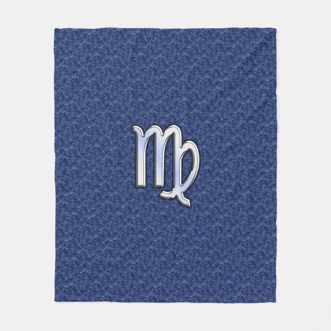 Chrome like Våg Zodiac Sign på Blue Digital Camo Fleecefilt (Framsidan)