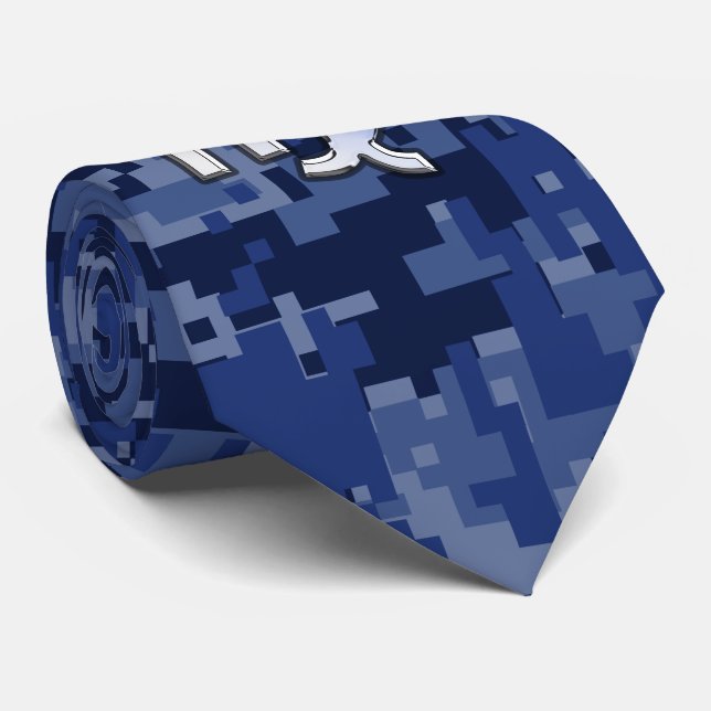 Chrome like Våg Zodiac Sign på Blue Digital Camo Slips (Rullad)