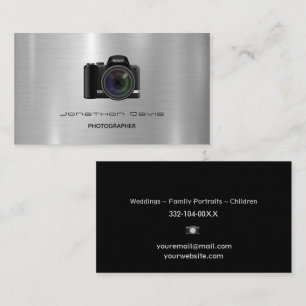 Chrome Metall Design Photography Camera Visitkort