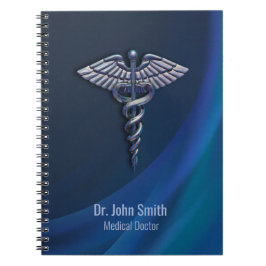 Chrome Mörk Caduceus HoloGraph 3D Medical Anteckningsbok