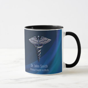 Chrome Mörk HoloGraph 3D Medical Caduceus Mugg