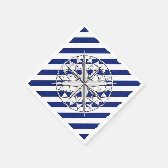 Chrome Nautical Star på marinens Rand Skriv ut Pappersservett (Hörn)