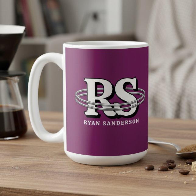 Chrome Orbit Monogram Initialer Alla Färger ID1331 Kaffemugg (Skapare uppladdad)