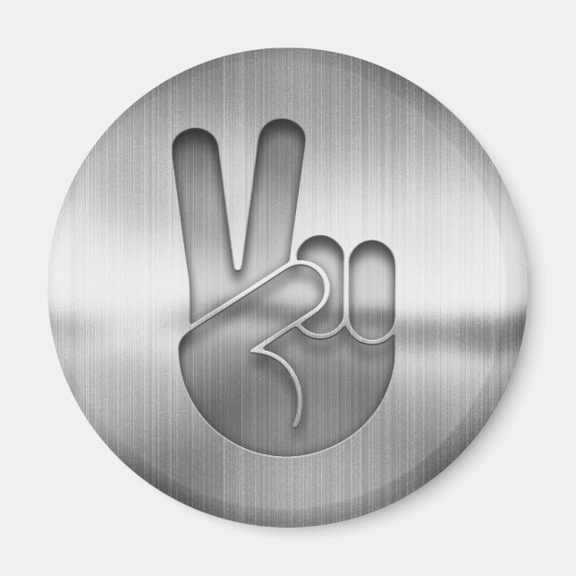 Chrome Peace Hand Magnet (Framsidan)